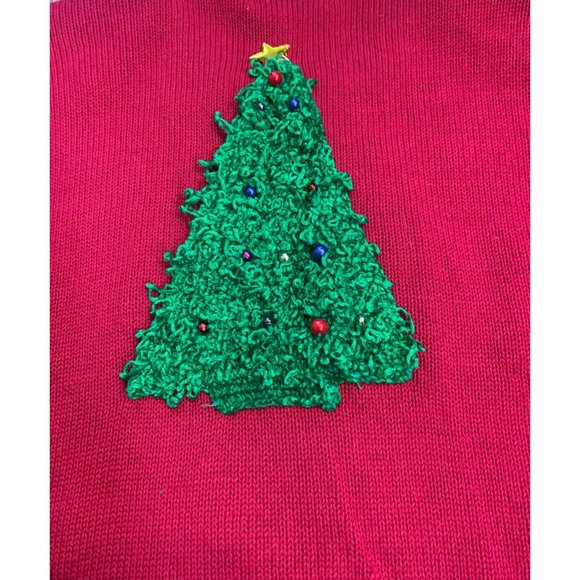 Ugly Christmas Holiday Party Sweater Color Block Snowman Trees Jingles Sz Medium - Picture 10 of 11